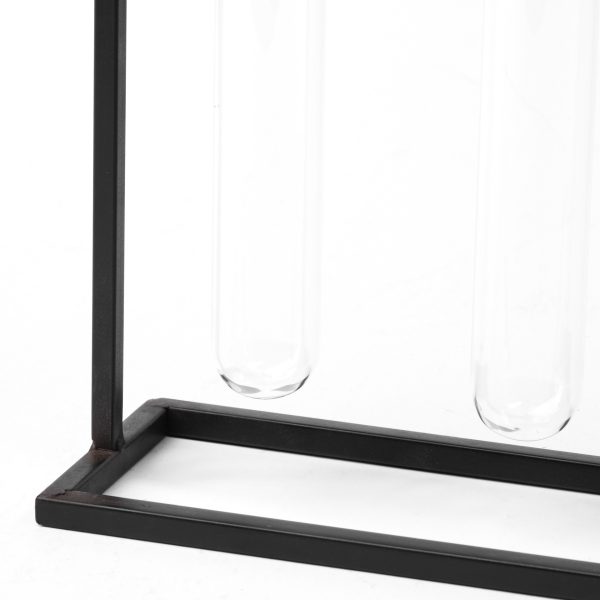Bunsen Black Metal Five Glass Test Tube Vase 6