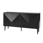Burkart Black 4-Door Sideboard with Wine Rack and Shelves