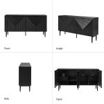 Burkart Black 4-Door Sideboard with Wine Rack and Shelves