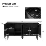 Burkart Black 4-Door Sideboard with Wine Rack and Shelves