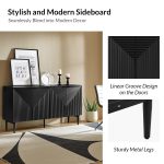 Burkart Black 4-Door Sideboard with Wine Rack and Shelves