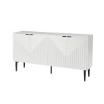Burkart White 4-Door Grooved Modern Sideboard with Wine Rack 7 Burkart White 4-Door Grooved Modern Sideboard with Wine Rack