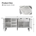 Burkart White 4-Door Grooved Modern Sideboard with Wine Rack 9 Burkart White 4-Door Grooved Modern Sideboard with Wine Rack