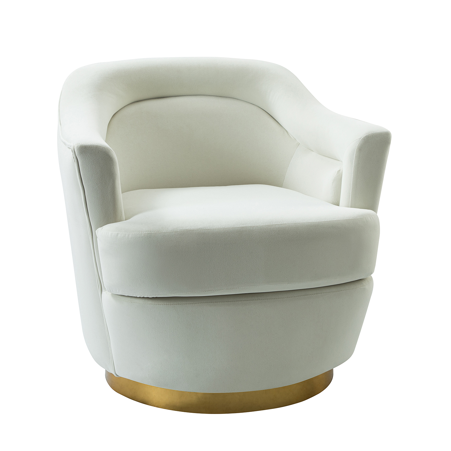 Burkhard Ivory Velvet Swivel Barrel Chair with Golden Base 2 Burkhard Ivory Velvet Swivel Barrel Chair with Golden Base - Image 2