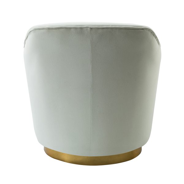 Burkhard Ivory Velvet Swivel Barrel Chair with Golden Base 3