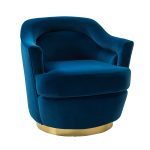 Burkhard Navy Velvet Swivel Barrel Chair with Golden Base 7 Burkhard Navy Velvet Swivel Barrel Chair with Golden Base