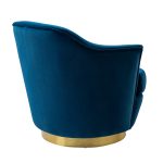 Burkhard Navy Velvet Swivel Barrel Chair with Golden Base 8 Burkhard Navy Velvet Swivel Barrel Chair with Golden Base