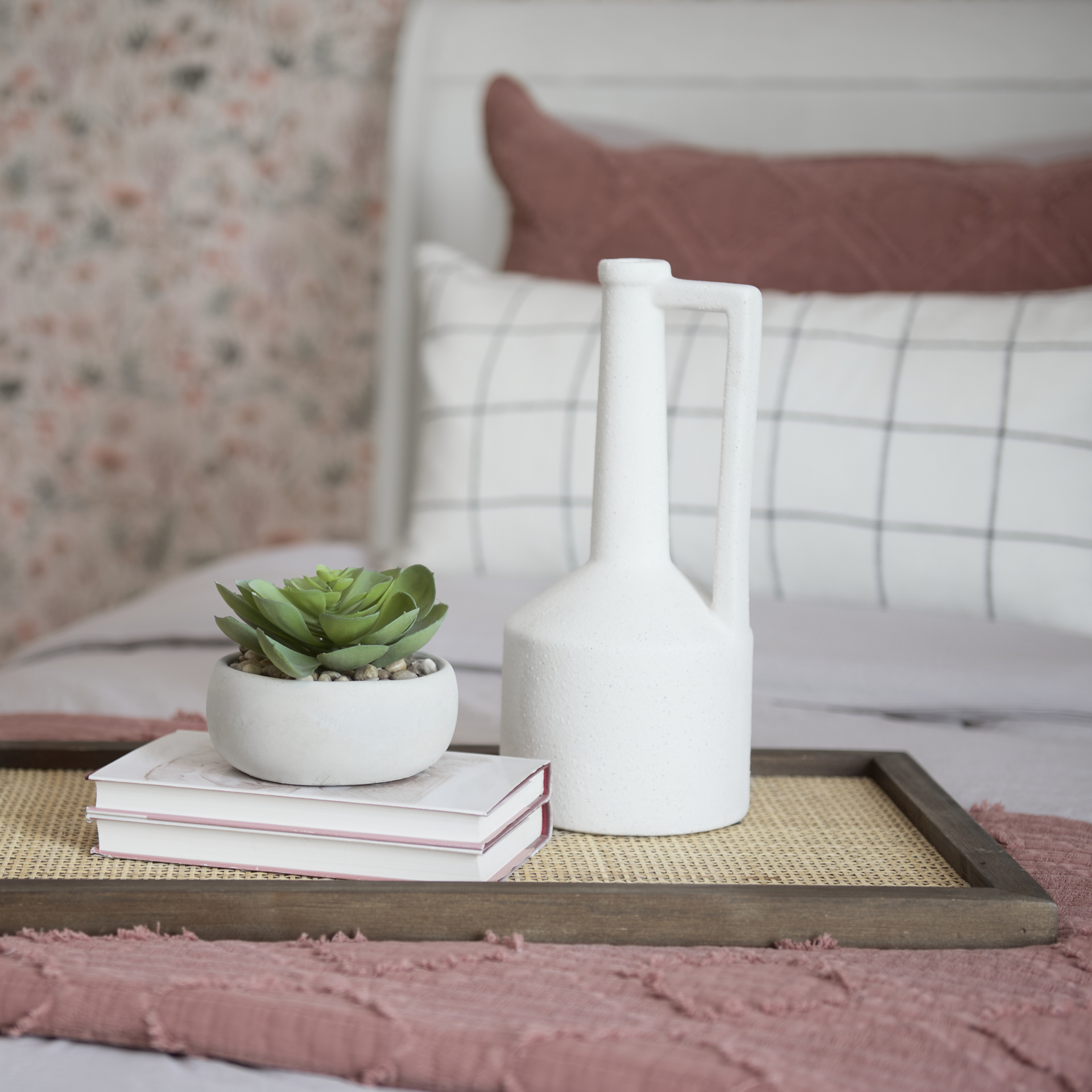 Burton 10.8H Small White Ceramic Jug Vase 3 Burton 10.8H Small White Ceramic Jug Vase - Image 3