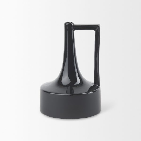 Burton 11.6H Medium Glossy and Matte Black Ceramic Jug Vase 3
