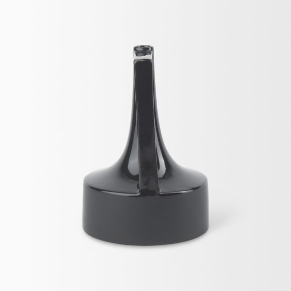 Burton 11.6H Medium Glossy and Matte Black Ceramic Jug Vase 4