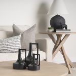 Burton 13.1H Large Glossy and Matte Black Ceramic Jug Vase