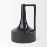 Burton 13.1H Large Glossy and Matte Black Ceramic Jug Vase