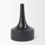 Burton 13.1H Large Glossy and Matte Black Ceramic Jug Vase
