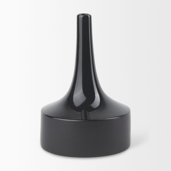 Burton 13.1H Large Glossy and Matte Black Ceramic Jug Vase 3