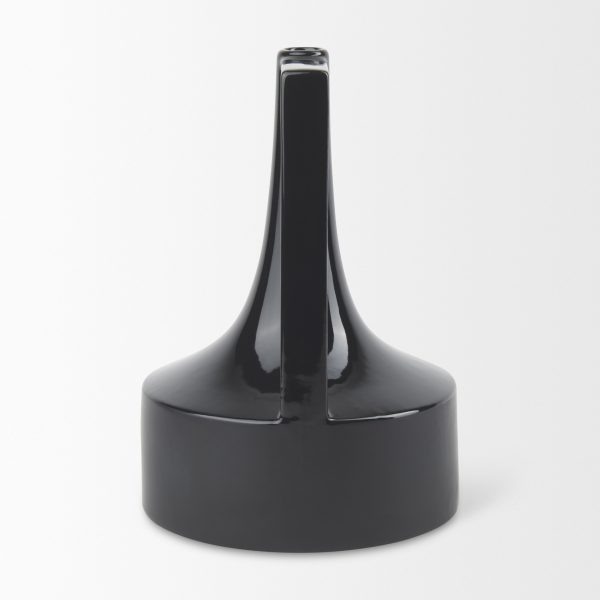 Burton 13.1H Large Glossy and Matte Black Ceramic Jug Vase 4