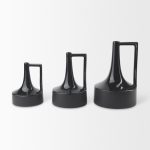 Burton 13.1H Large Glossy and Matte Black Ceramic Jug Vase