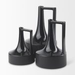 Burton 13.1H Large Glossy and Matte Black Ceramic Jug Vase