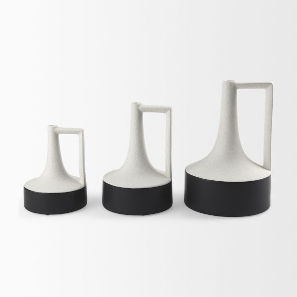 Burton 13.1H Large White and Black Ceramic Jug Vase 11