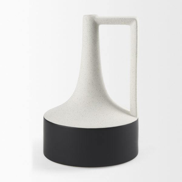 Burton 13.1H Large White and Black Ceramic Jug Vase 4