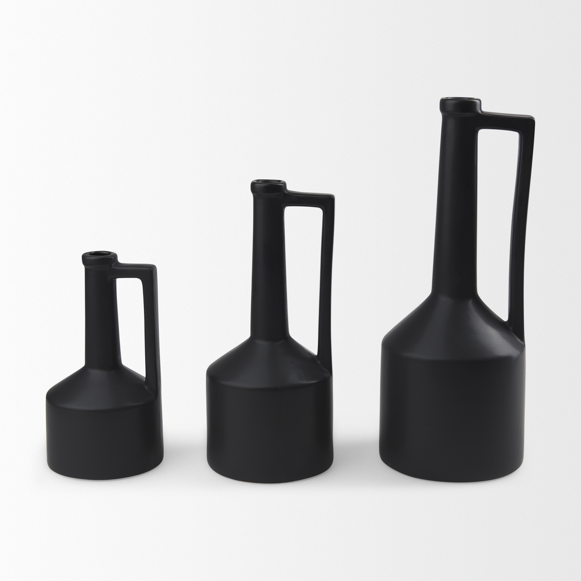 Burton 14.2H Medium Matte Black Ceramic Jug Vase 12 Burton 14.2H Medium Matte Black Ceramic Jug Vase - Image 12