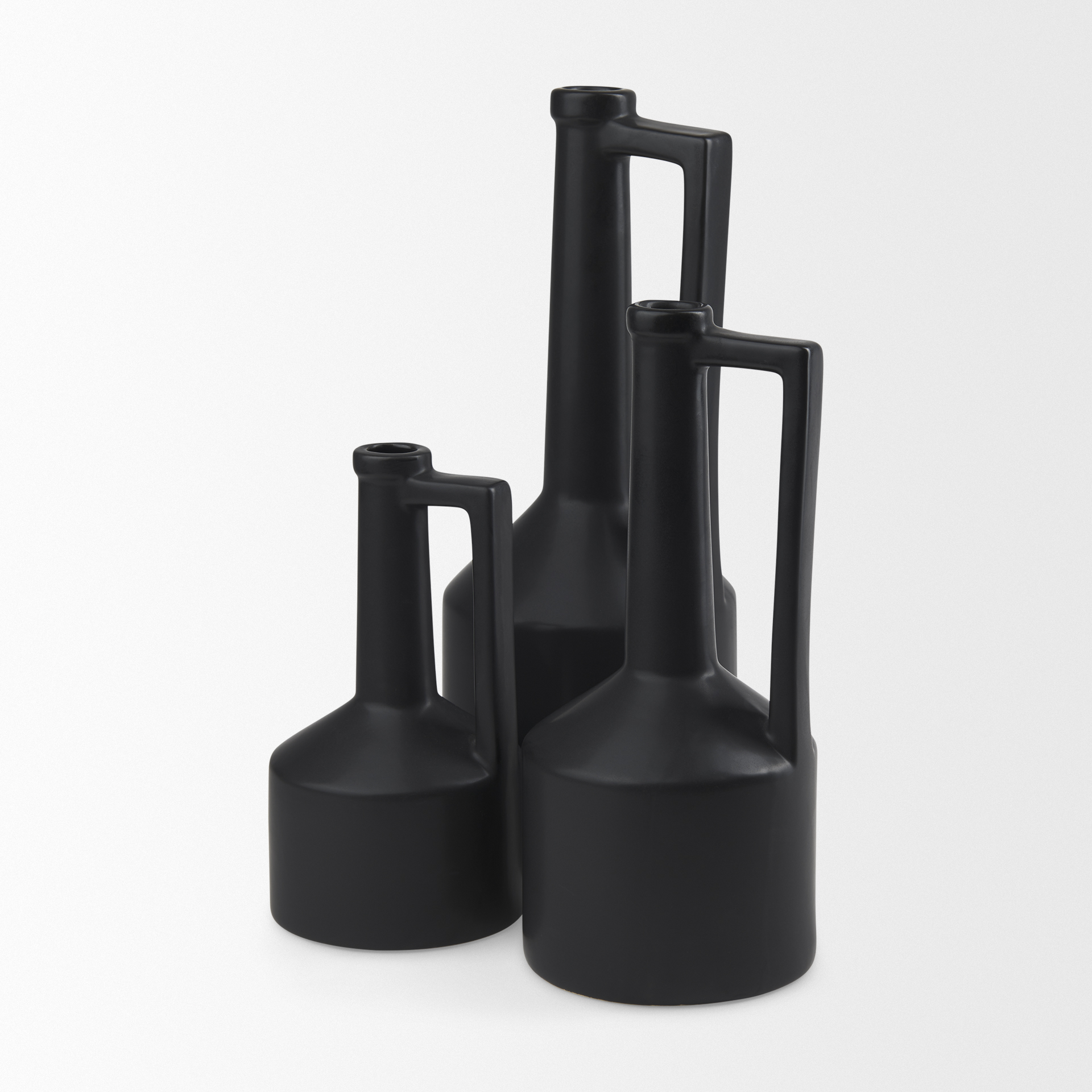 Burton 14.2H Medium Matte Black Ceramic Jug Vase 13 Burton 14.2H Medium Matte Black Ceramic Jug Vase - Image 13