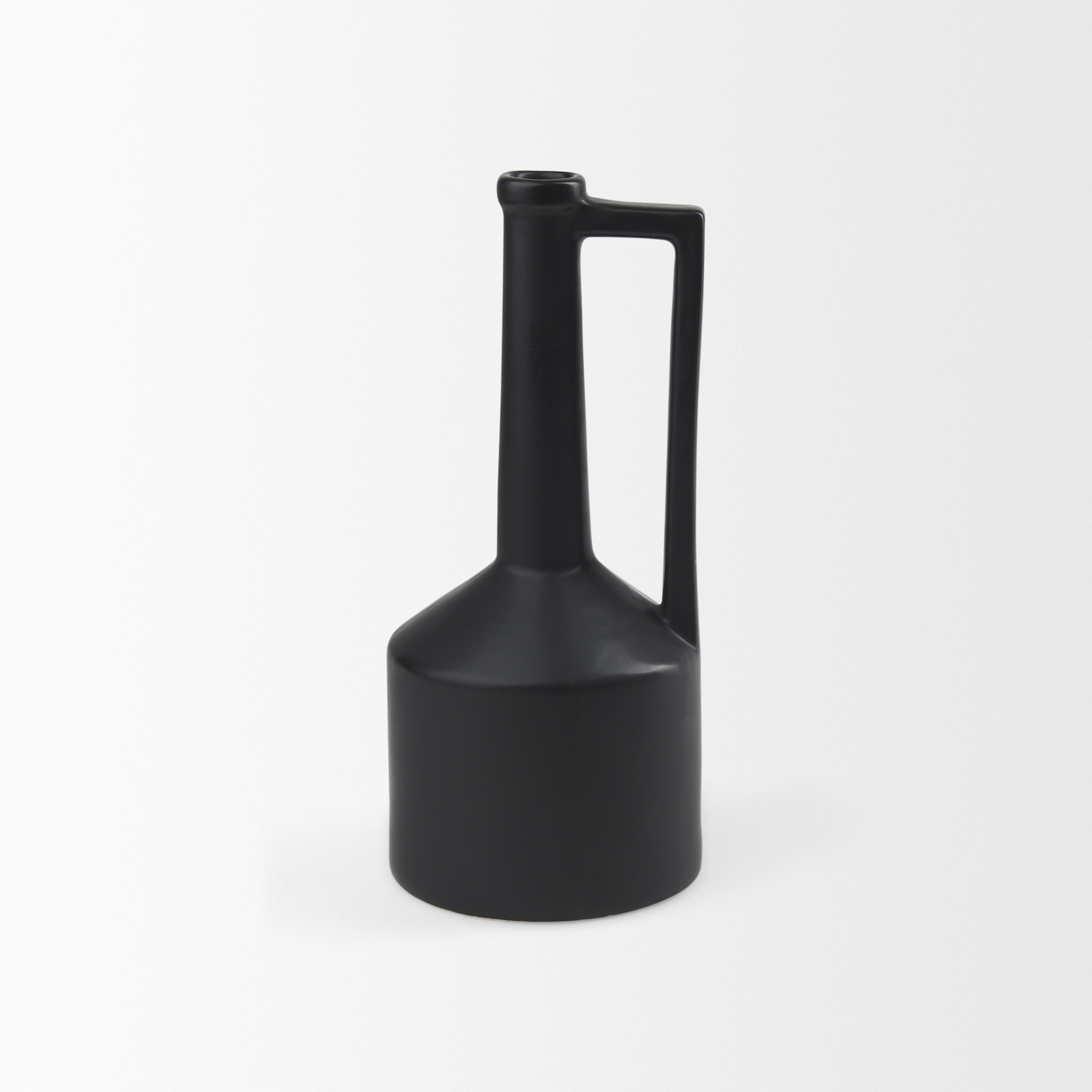 Burton 14.2H Medium Matte Black Ceramic Jug Vase 5 Burton 14.2H Medium Matte Black Ceramic Jug Vase - Image 5