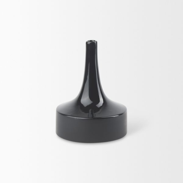 Burton 8.3H Small Glossy and Matte Black Ceramic Jug Vase 2