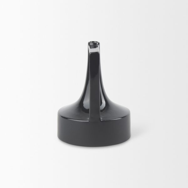 Burton 8.3H Small Glossy and Matte Black Ceramic Jug Vase 4