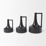 Burton 8.3H Small Glossy and Matte Black Ceramic Jug Vase