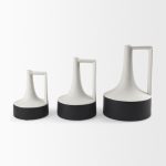 Burton 8.3H Small White and Black Ceramic Jug Vase