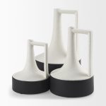 Burton 8.3H Small White and Black Ceramic Jug Vase