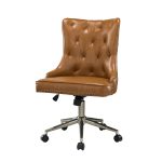 Busiris Camel Vegan Leather Nailhead Trim Swivel Task Chair 7 Busiris Camel Vegan Leather Nailhead Trim Swivel Task Chair