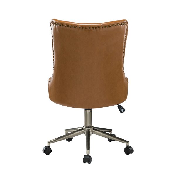 Busiris Camel Vegan Leather Nailhead Trim Swivel Task Chair 3