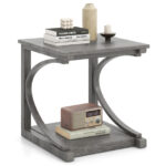 Grey 24 Inch 2 Tier C Shaped End Table 11 Grey 24 Inch 2 Tier C Shaped End Table
