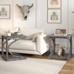 Grey 24 Inch 2 Tier C Shaped End Table 13 Grey 24 Inch 2 Tier C Shaped End Table
