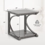 Grey 24 Inch 2 Tier C Shaped End Table 12 Grey 24 Inch 2 Tier C Shaped End Table