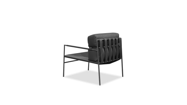 CAJA Black Saddle Leather Lounge Chair with Powder Coated Legs 1 2