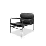 CAJA Black Saddle Leather Lounge Chair with Powder Coated Legs