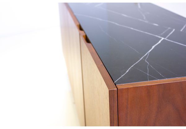 CALVIN Buffet Walnut Doors Black Marble Top 2 2