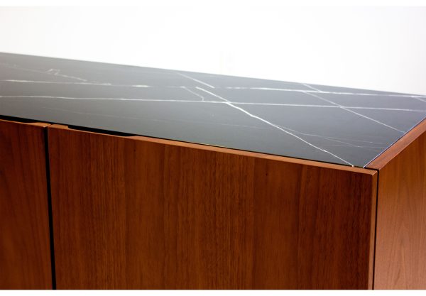 CALVIN Buffet Walnut Doors Black Marble Top 3 2