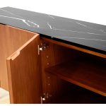 CALVIN Buffet Walnut Doors Black Marble Top