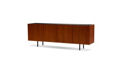 CALVIN Buffet Walnut Doors Black Marble Top