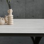 CAMBER Bianco Travertine Ceramic Top Extension Dining Table
