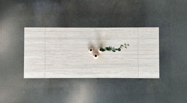 CAMBER Bianco Travertine Ceramic Top Extension Dining Table 4 2