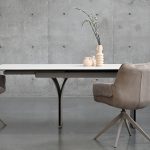 CAMBER Bianco Travertine Ceramic Top Extension Dining Table