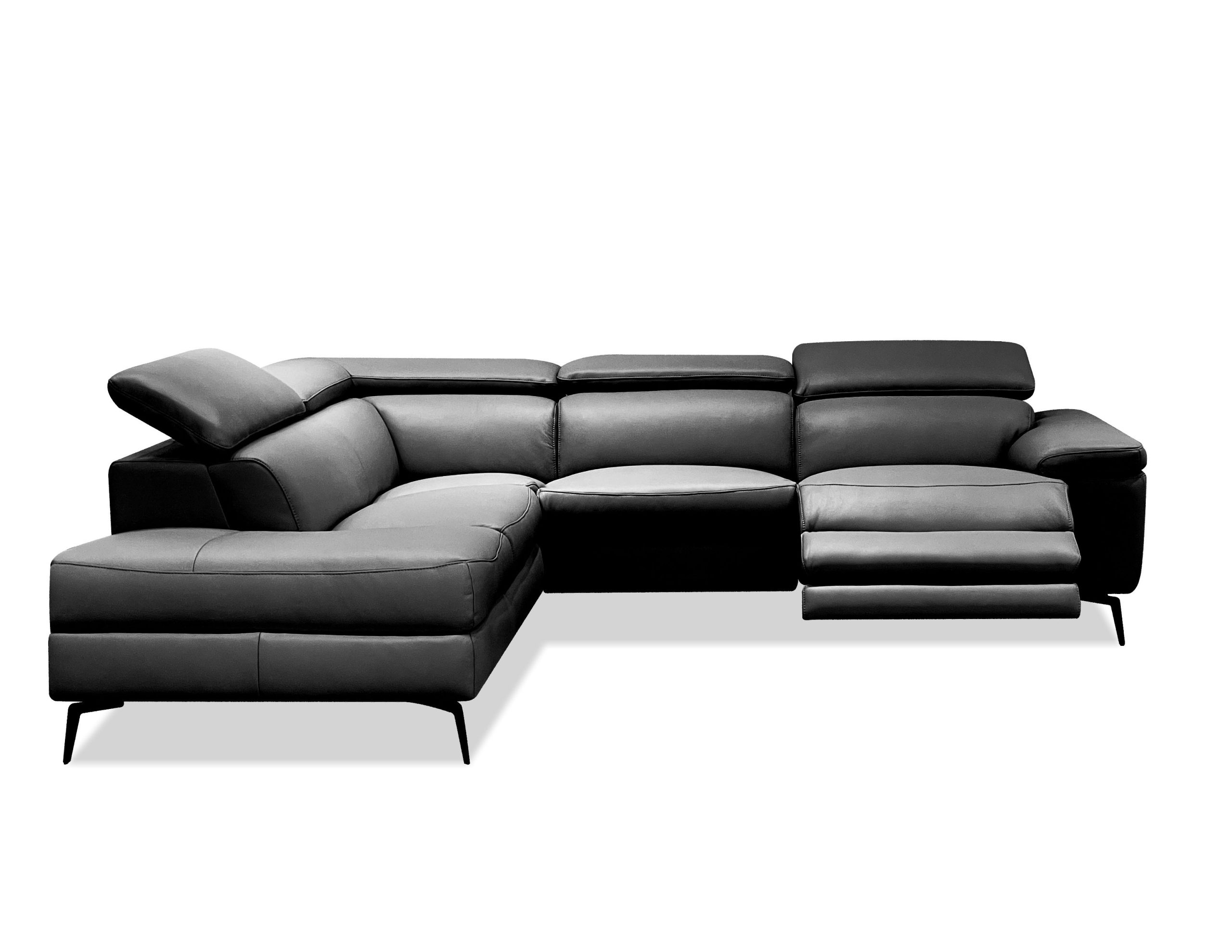 CAMELLO Black Leather Electric Reclining LSF Chaise Sectional 1 CAMELLO Black Leather Electric Reclining LSF Chaise Sectional