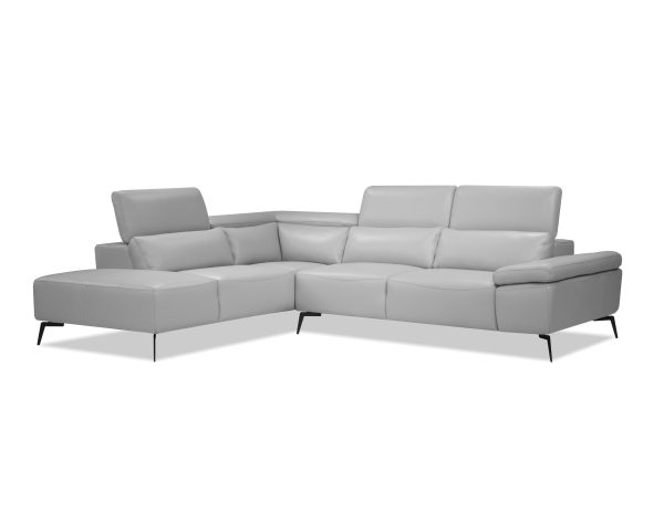 CAMELLO Silver Leather LSF Chaise Sectional Adjustable Headrest 2