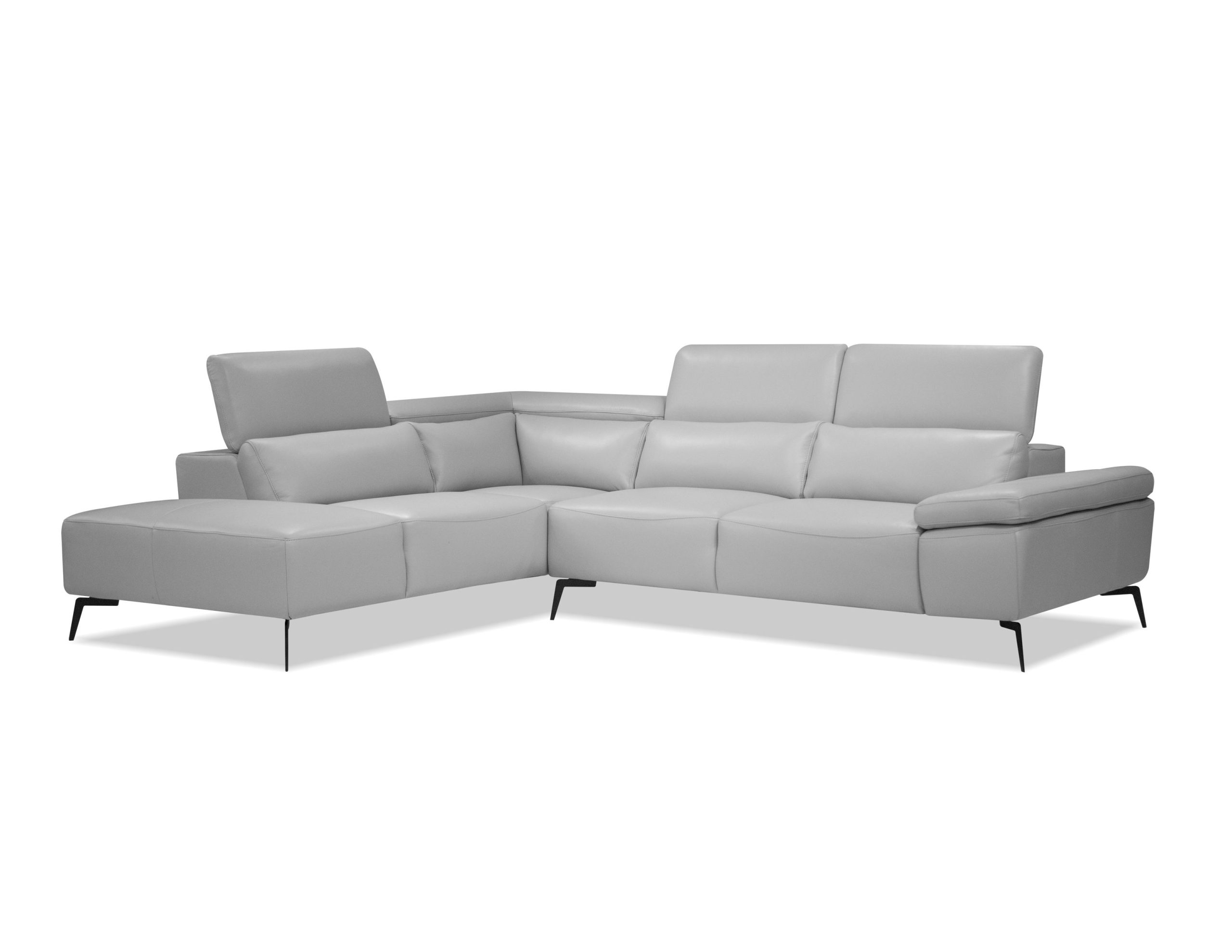 CAMELLO Silver Leather LSF Chaise Sectional Adjustable Headrest 1 CAMELLO Silver Leather LSF Chaise Sectional Adjustable Headrest