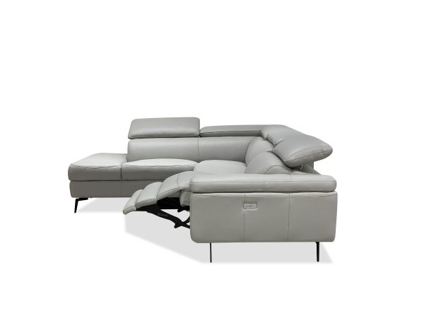 CAMELLO Silver Leather LSF Electric Reclining Chaise Sectional 2 2