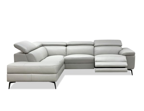 CAMELLO Silver Leather LSF Electric Reclining Chaise Sectional 4